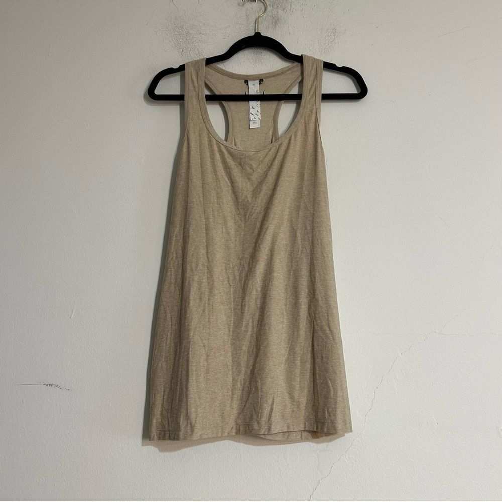 Oiselle Light Lux Boxy Tank Top Oatmeal Beige Size 14 Running Active Workout